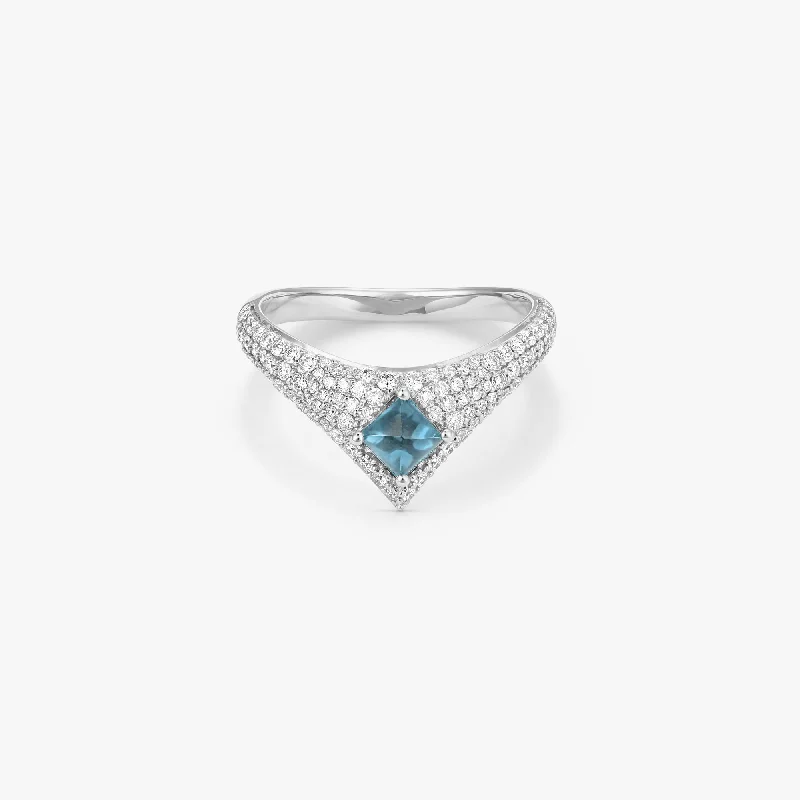 Glossy band rings-Tidal Blue Topaz Ring