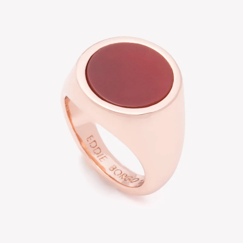 Ruby gem rings-INLAID SIGNET RING - CARNELIAN