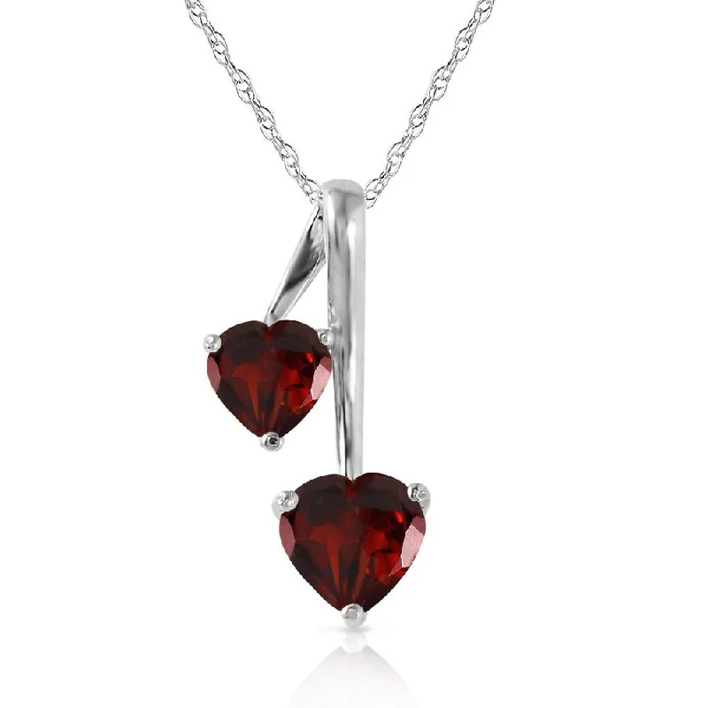 Turquoise drop necklaces-1.4 Carat 14K White Gold Hearts Necklace Natural Garnet