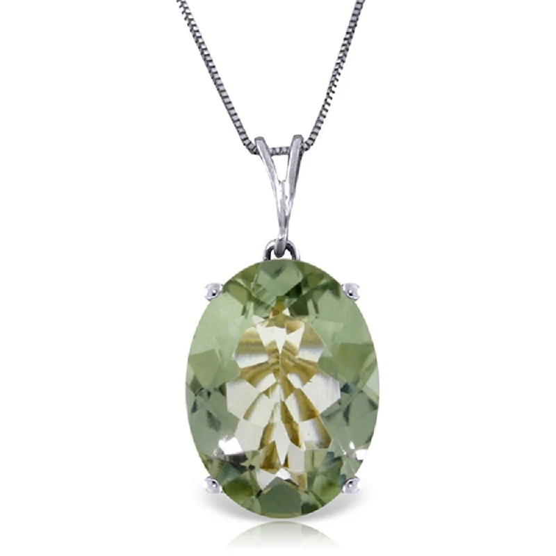 Subtle filigree necklaces-7.55 Carat 14K White Gold Necklace Oval Green Amethyst