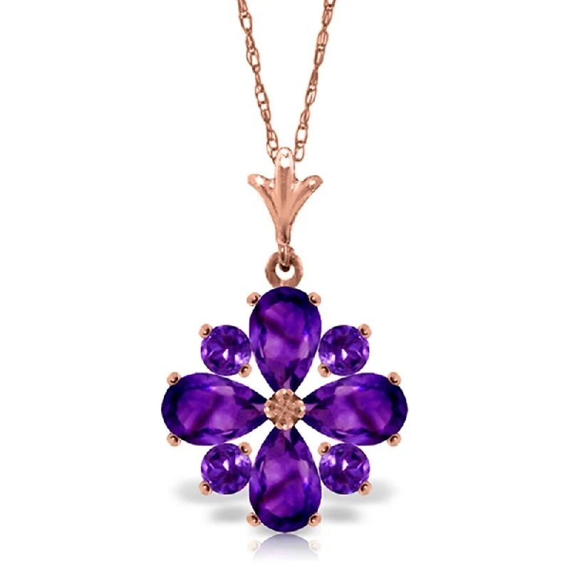 Linen thread necklaces-2.43 Carat 14K Rose Gold Fair Winter Amethyst Necklace