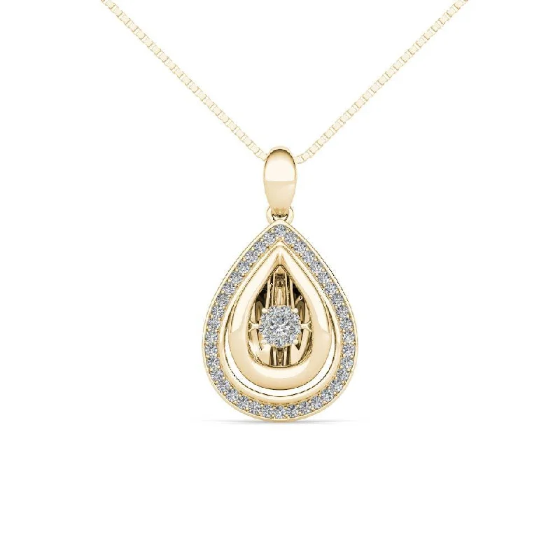 Multi-strand necklaces-De Couer 10K Yellow Gold 1/5ct TDW Dancing Diamond Necklace