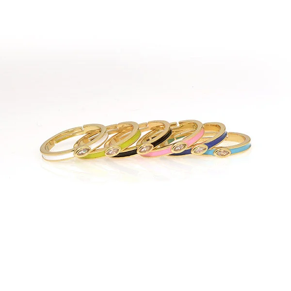 Bold gem rings-Idol Enamel Ring