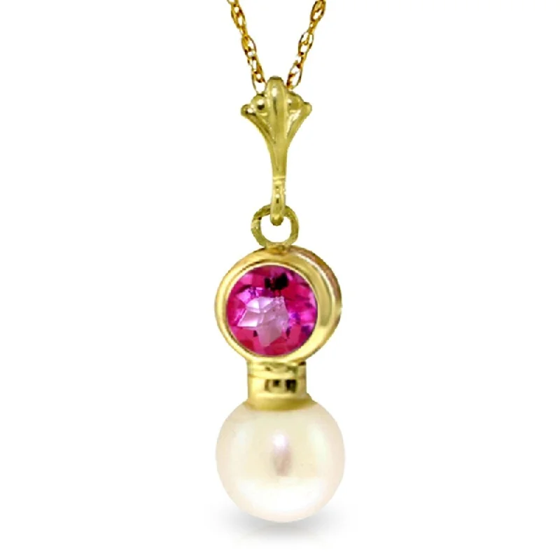 High pendant necklaces-1.23 Carat 14K Gold Reinvention Pink Topaz Pearl Necklace