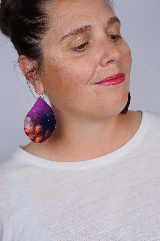 Chroma Statement Earrings in Burgundy, Orchid, and Coral