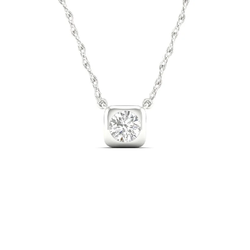 Polished name necklaces-1/3ct TDW Diamond Solitaire Necklace in 10k Gold by De Couer