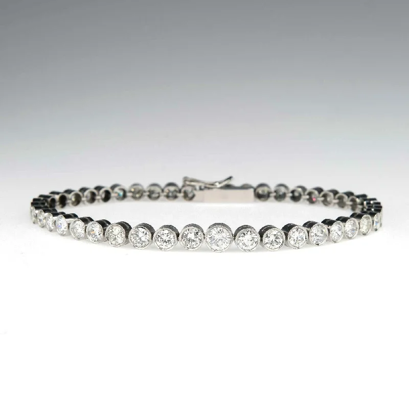 Custom word bangles-7.00ctw Round Diamond 7" Tennis Bracelet in 14K White Gold