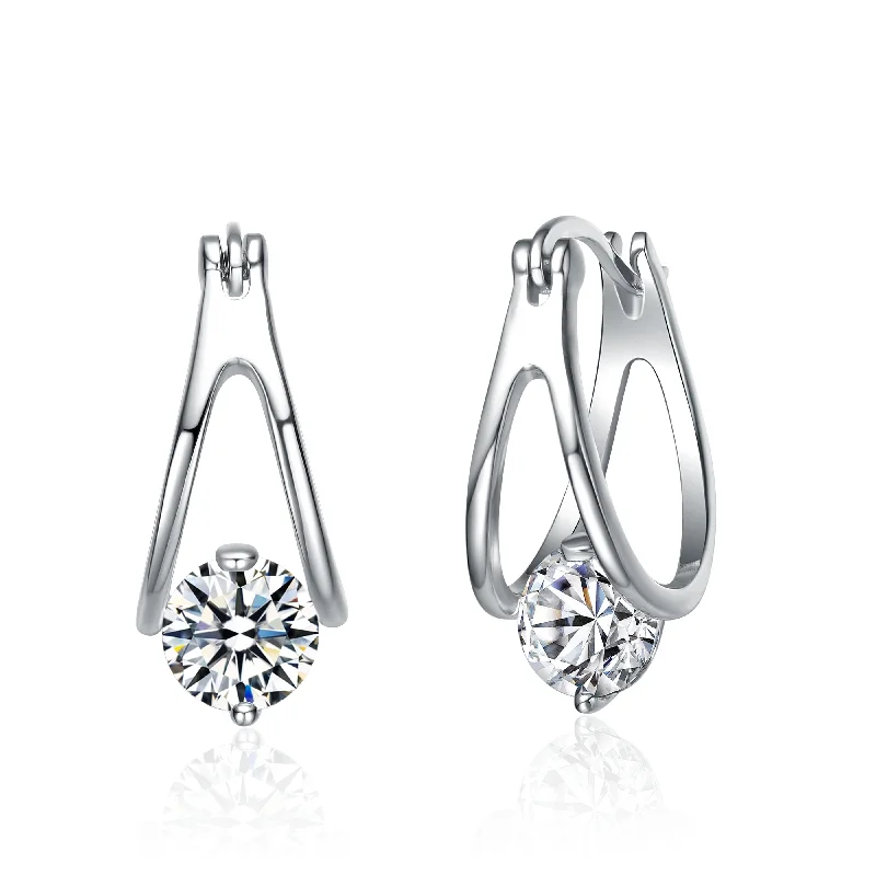 Vilette Moissanite Solitaire Double Hoop Earrings