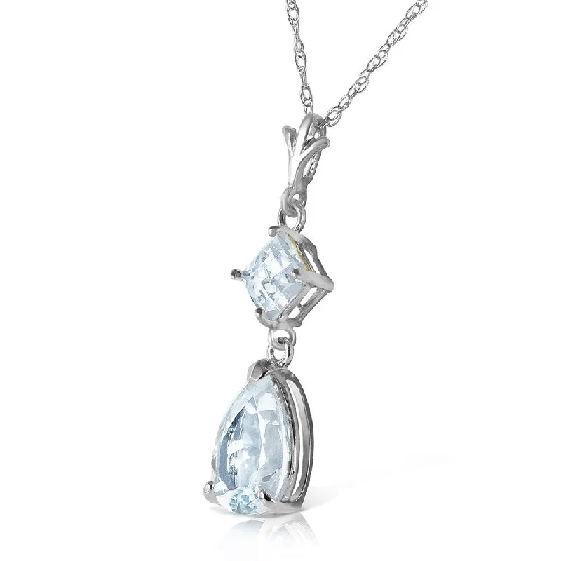 Quartz stone necklaces-2 Carat 14K Solid White Gold Naturalme Of The Game Aquamarine Necklace