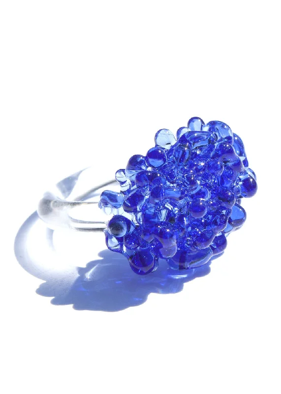 Tide motif rings-Glass Cluster Ring - Cobalt