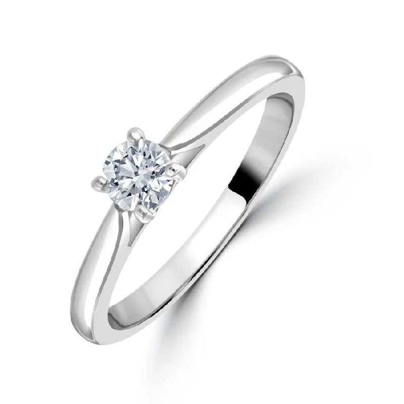 Forever band engagement rings-0.30ct Round Brilliant Cut Diamond Solitaire Platinum Ring