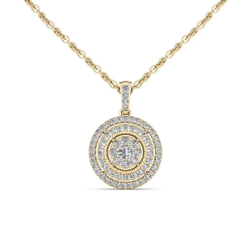 Wide weave necklaces-De Couer 10K Yellow Gold 1/2ct TDW Diamond Halo Necklace