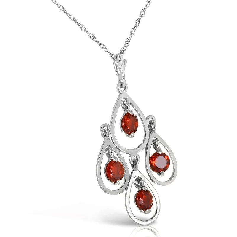 Chunky gem necklaces-1.2 Carat 14K Solid White Gold You Beside Me Garnet Necklace