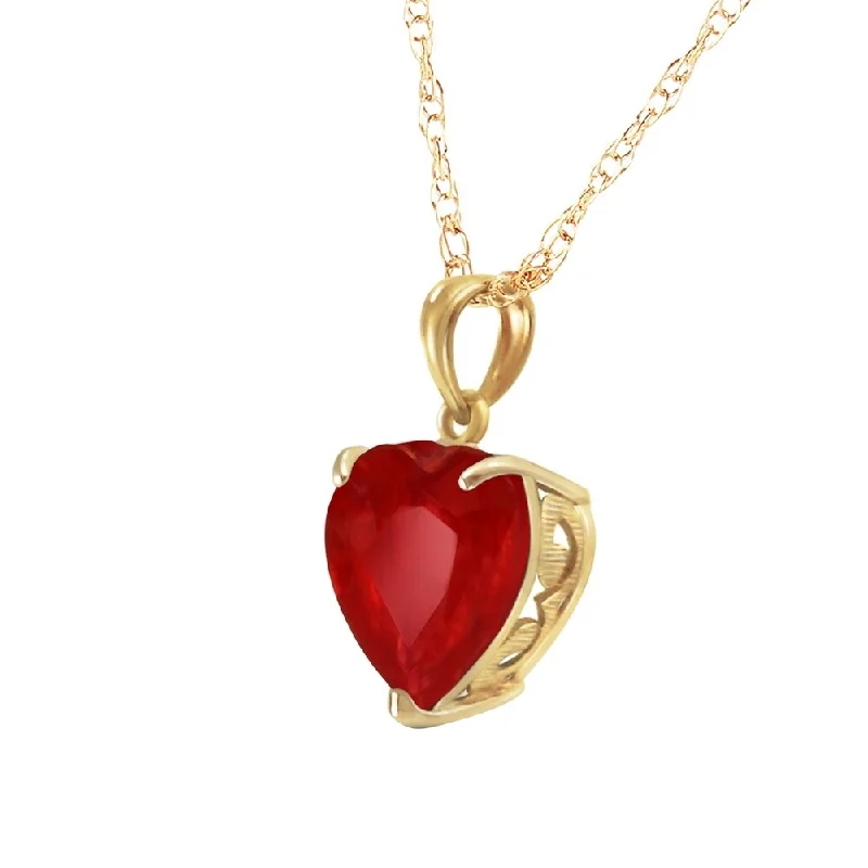 Freshwater pearl necklaces-14K Solid Gold Necklace with Natural 10mm Heart Ruby