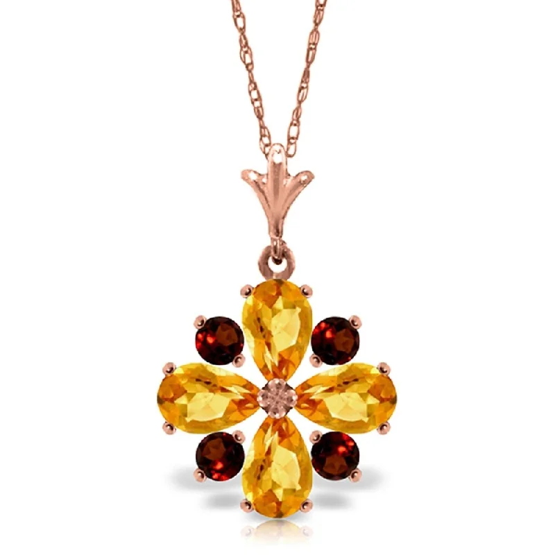 Raised bar necklaces-2.43 Carat 14K Rose Gold Passion Citrine Garnet Necklace