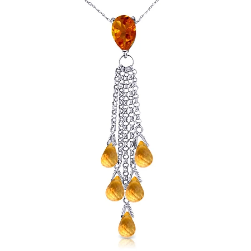 Dual stone necklaces-7.5 Carat 14K White Gold Leaving The Field Citrine Necklace.