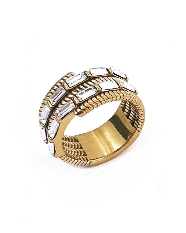 Warm clay rings-Rumi Crystal Gold Ring