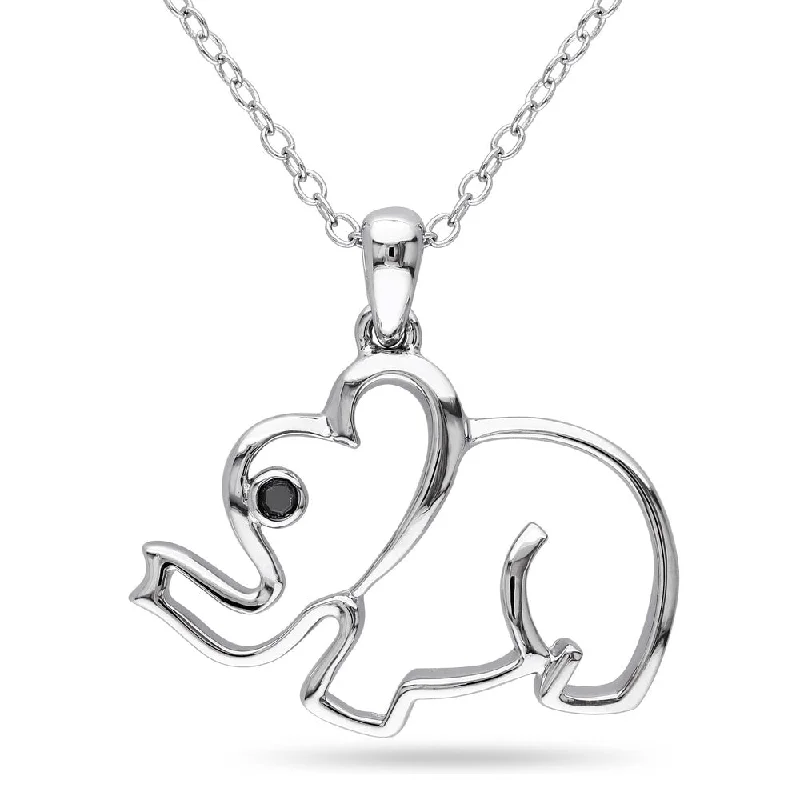 Dual gem necklaces-Miadora Sterling Silver Black Diamond Elephant Necklace