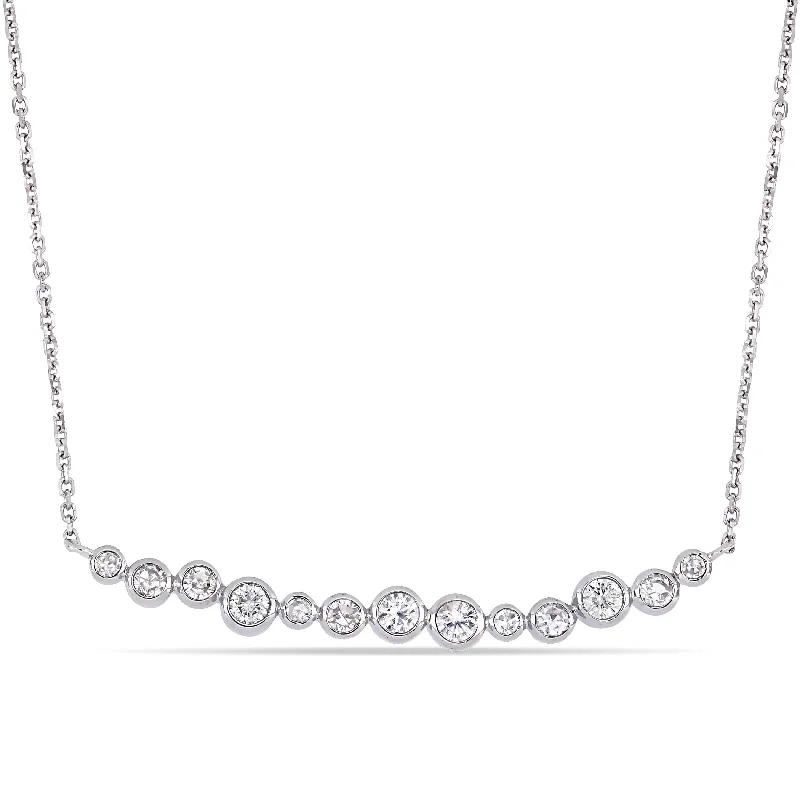 Vine braid necklaces-Miadora 14k White Gold 1/2ct TDW Diamond Graduated Bar Necklace