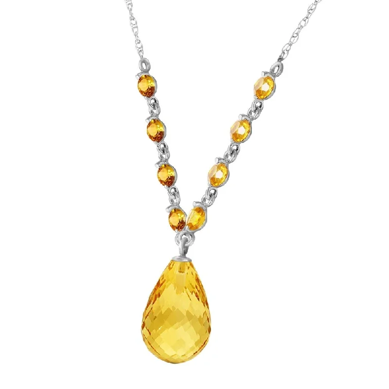 Onyx stone necklaces-11.5 Carat 14K Solid White Gold Strong Chain Citrine Necklace