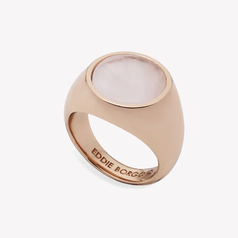 Birch grain rings-INLAID SIGNET RING - ROSE QUARTZ