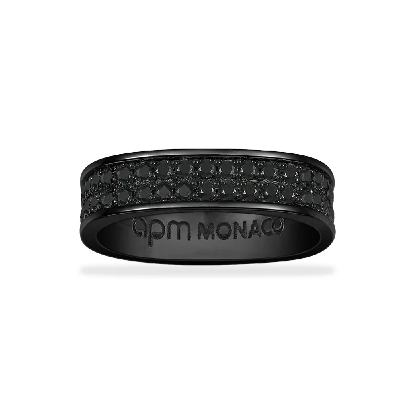 Glossy eternity rings-Chunky Black Pavé Ring