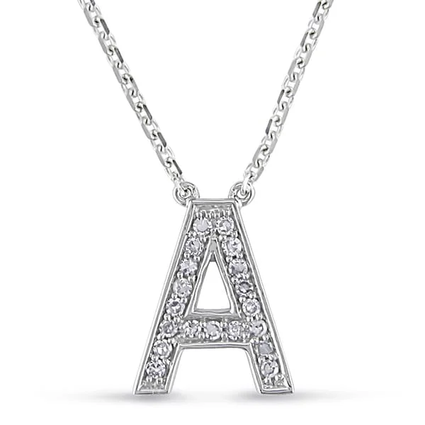 Multi-link necklaces-Miadora 14k White Gold 1/10ct TDW Diamond A Initial Necklace