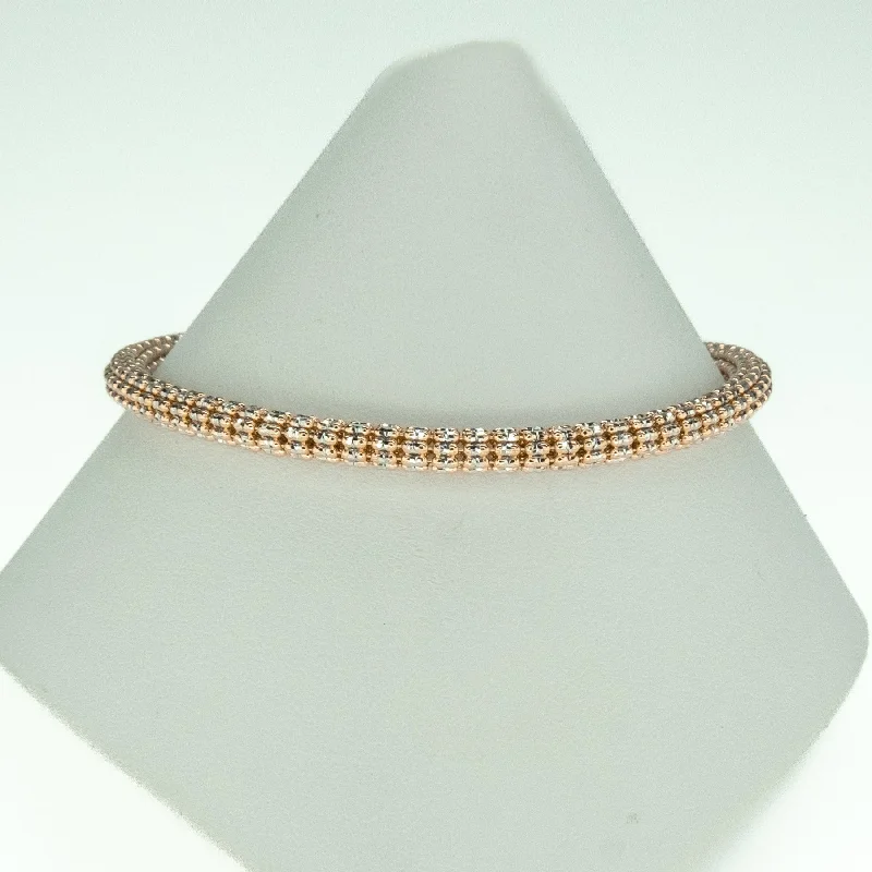 Light clay bangles-4.6mm Rose Gold Fashion Bracelet 8.5" in 10K Two Tone Gold