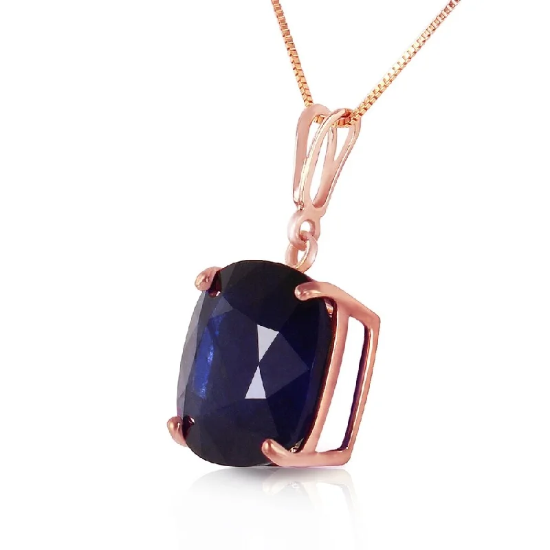 Secure clasp necklaces-4.83 CTW 14K Solid Rose Gold Necklace Cushion Shape Sapphire