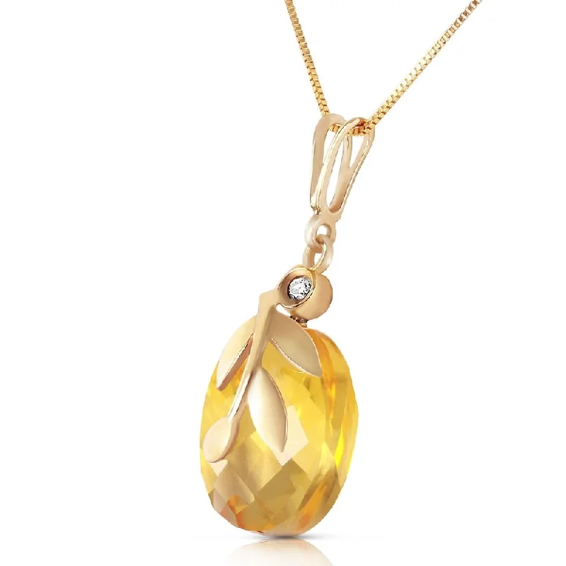 Thin bead necklaces-5.32 CTW 14K Solid Gold Necklace Checkerboard Cut Citrine Diamond