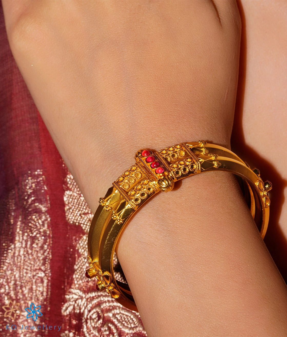 Solid pearl bangles-The Kumud Silver Coorgi Bracelet (Two layers Size /2.2/2.4/2.6/2.8)