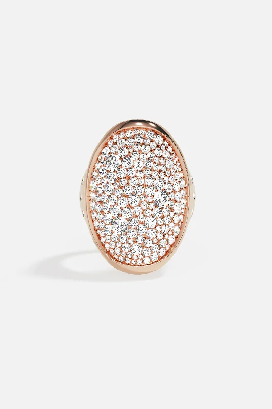 Fiber edge rings-Pavé Rose Gold Oval Ring