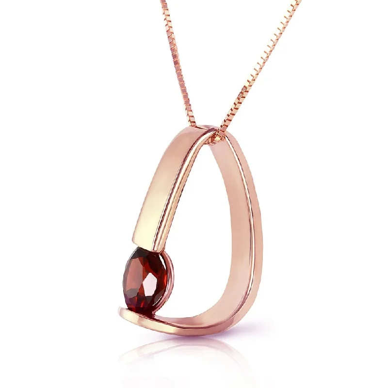 Twine braid necklaces-14K Solid Rose Gold Modern Necklace with Natural Garnet