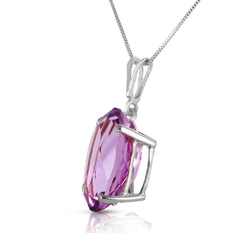 Warm wood necklaces-7.55 Carat 14K Solid White Gold Necklace Oval Purple Amethyst