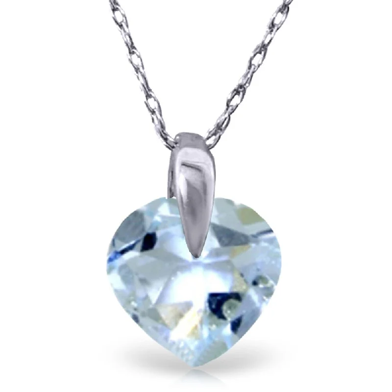 Warm wood necklaces-1.15 Carat 14K White Gold No Substitutes Aquamarine Necklace