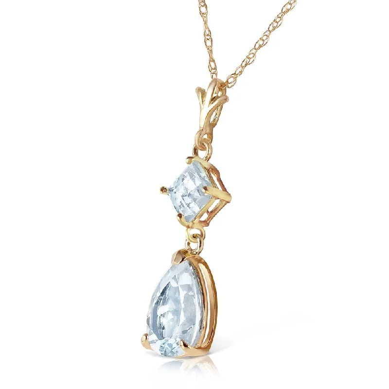 Worn medallion necklaces-2 Carat 14K Solid Gold Plenty Of Charm Aquamarine Necklace