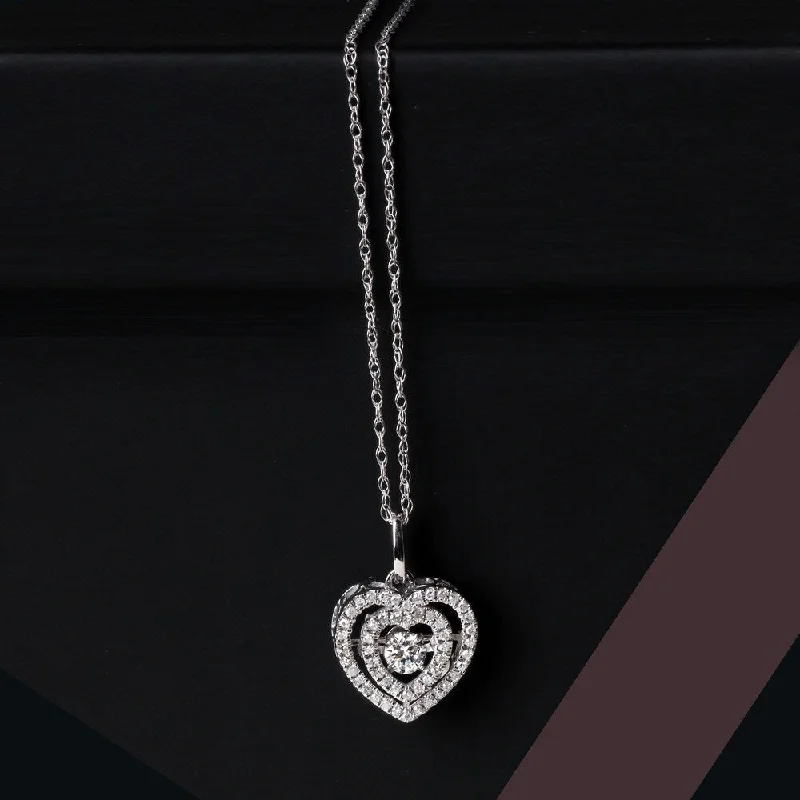 Silk cord necklaces-De Couer 10k White Gold 1/5ct TDW Diamond Heartbeat Necklace - White H-I