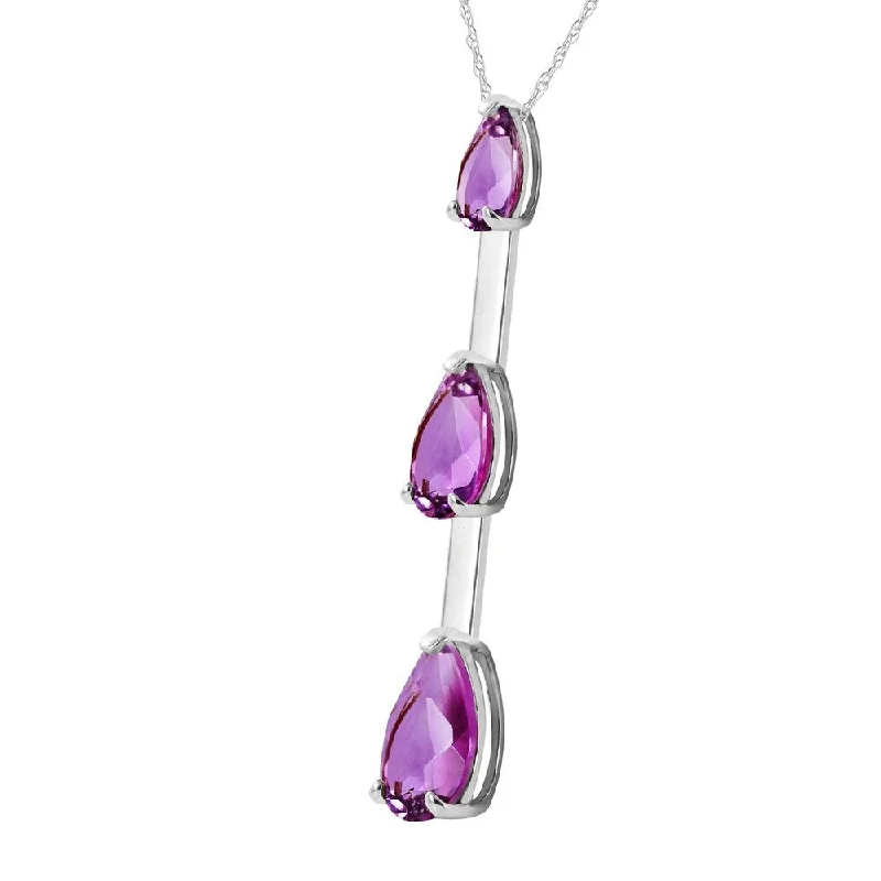 Mixed metal necklaces-1.71 Carat 14K Solid White Gold Eager For Sensation Amethyst Necklace