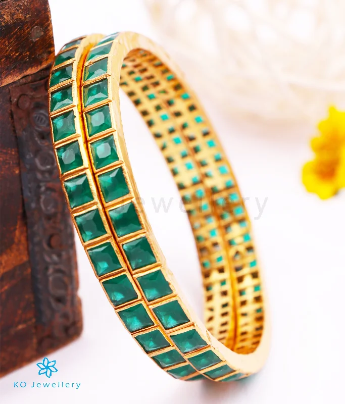 Fine dot bangles-The Srasti Silver Kemp Bangle (Green/Size 2.2/2.4/2.6/2.8)