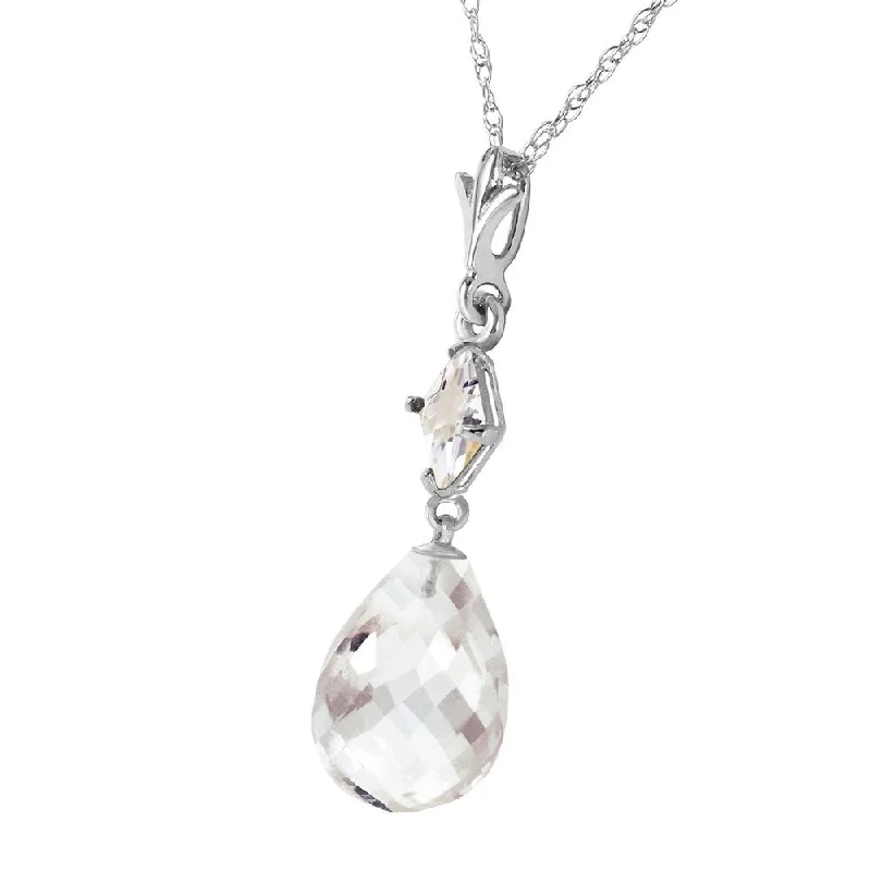 Sleek drop necklaces-5.5 Carat 14K Solid White Gold Own Passage White Topaz Necklace