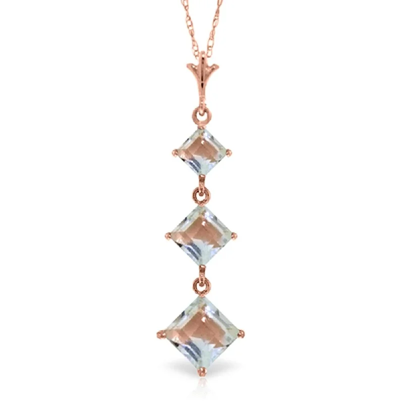 Leaf design necklaces-2.4 Carat 14K Rose Gold Waterdrops Aquamarine Necklace