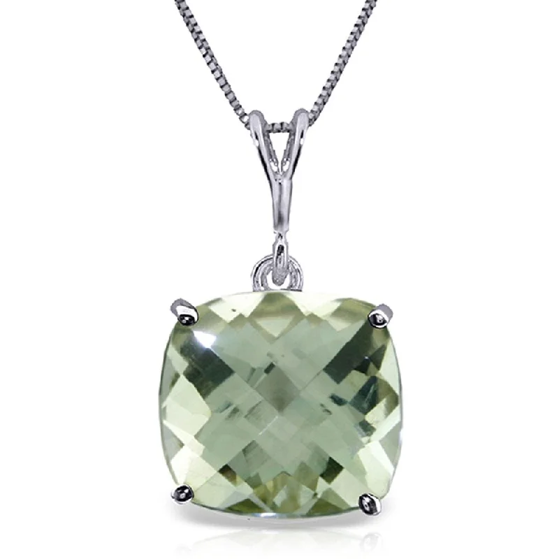 Light wood necklaces-3.6 CTW 14K Solid White Gold Necklace Natural Checkerboard Cut Green Amethyst