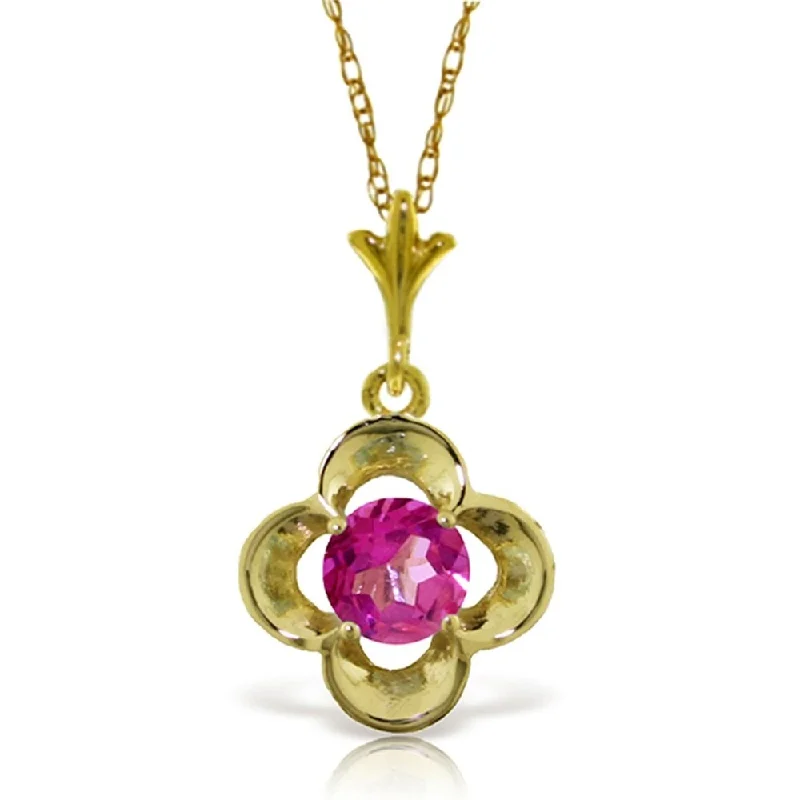 Ruby gem necklaces-0.55 Carat 14K Gold First Girlfriend Pink Topaz Necklace