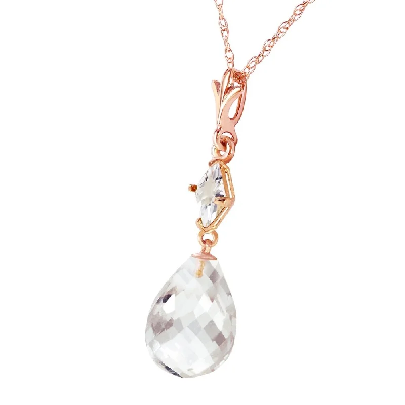 Nine-strand necklaces-14K Solid Rose Gold Necklace with Natural White Topaz