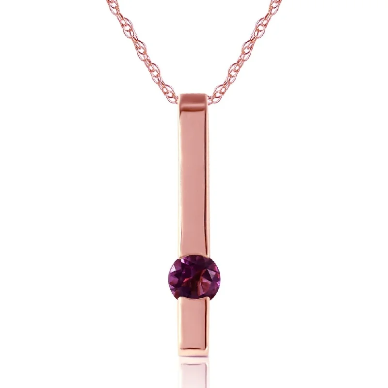 Pure crystal necklaces-0.25 Carat 14K Rose Gold Bar Amethyst Necklace