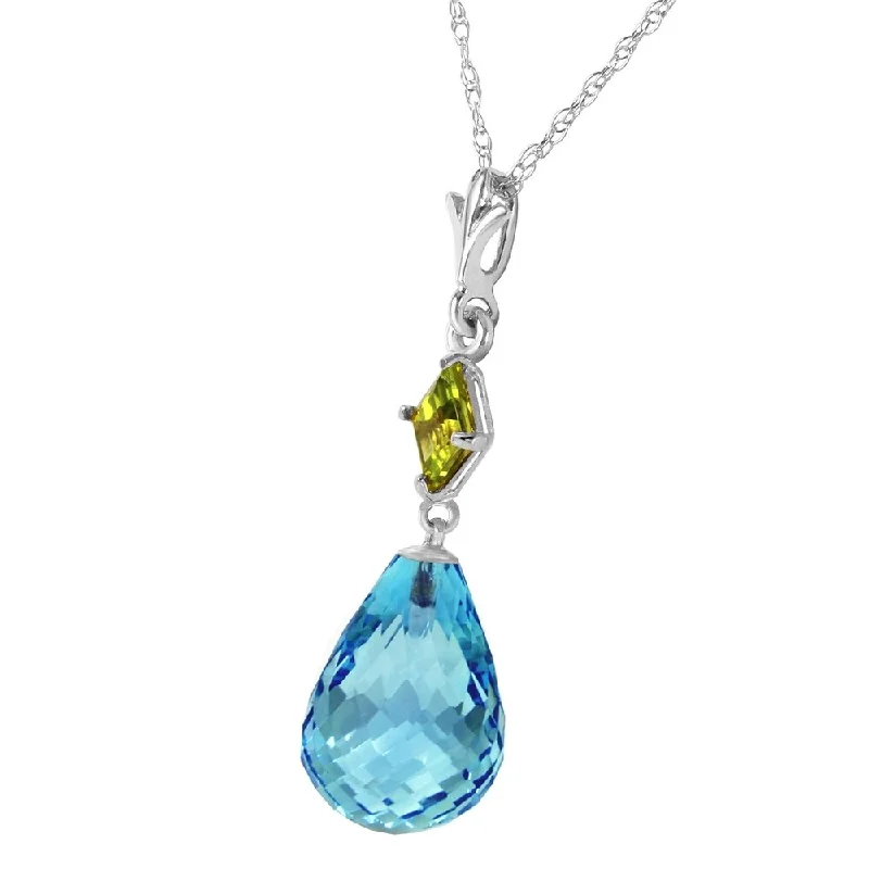 Dual gem necklaces-5.5 CTW 14K Solid White Gold Consciousness Pridot Blue Topaz Necklace