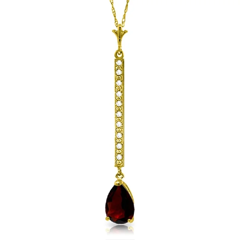 Turquoise drop necklaces-1.8 Carat 14K Gold Necklace Diamond Garnet