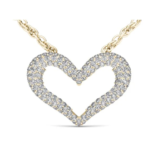 Peace charm necklaces-De Couer 10k Yellow Gold 1/3ct TDW Diamond Heart Necklace