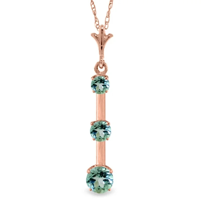 Solid stone necklaces-1.25 Carat 14K Rose Gold Generosity Blue Topaz Necklace