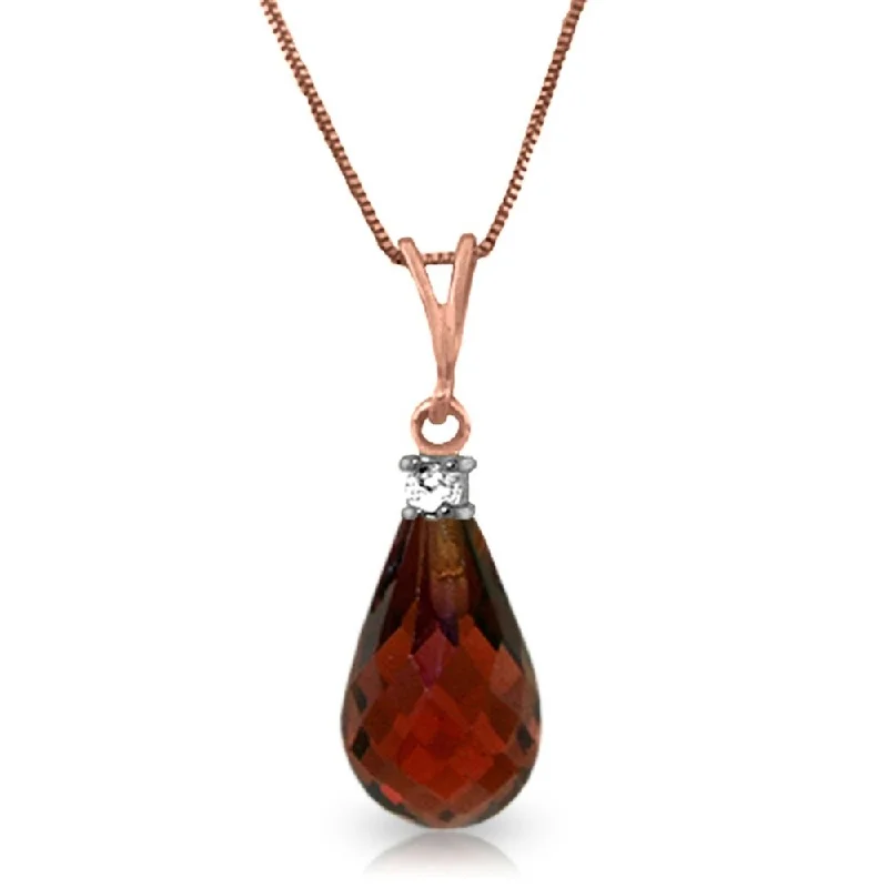 Radiant pearl necklaces-14K Solid Rose Gold Necklace withNatural Diamond & Garnet